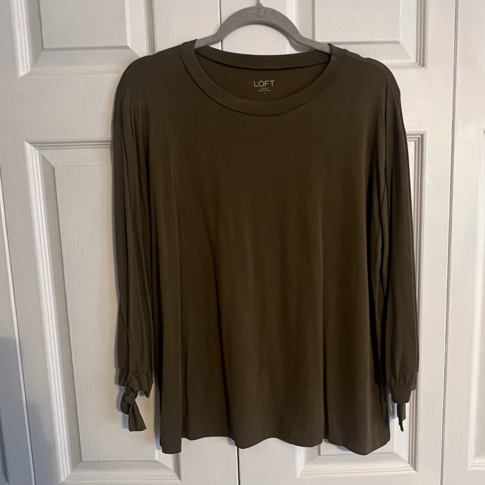 LOFT Dark Olive Long Sleeve Top